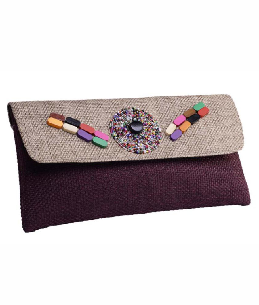ZYP Jute Maasai Beaded Clutch Bag1