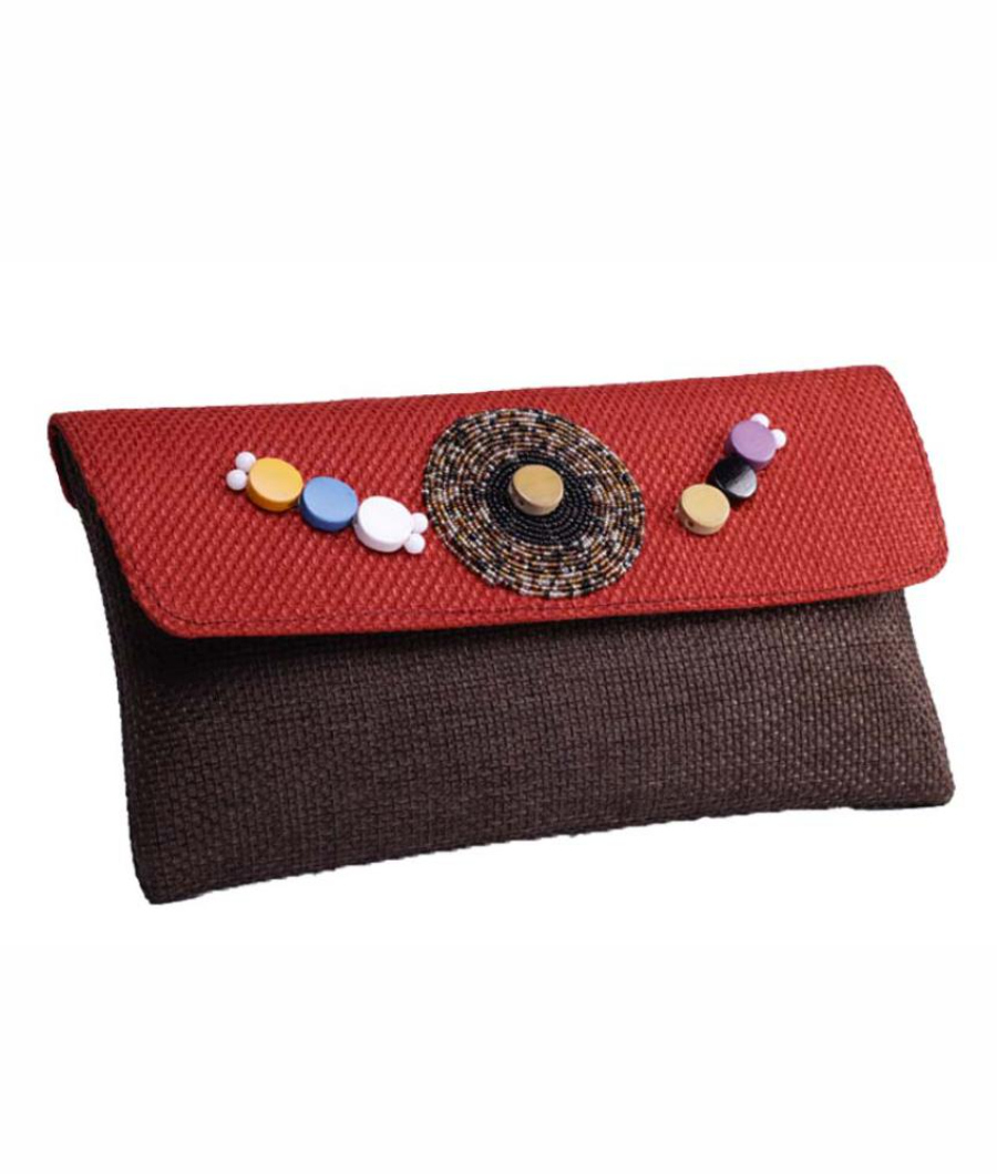 ZYP Jute Maasai Beaded Clutch Bag1