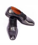 Two-Tone Black Color Leather/Suede Oxfords Men Shoe aka Balmorals Shoes2