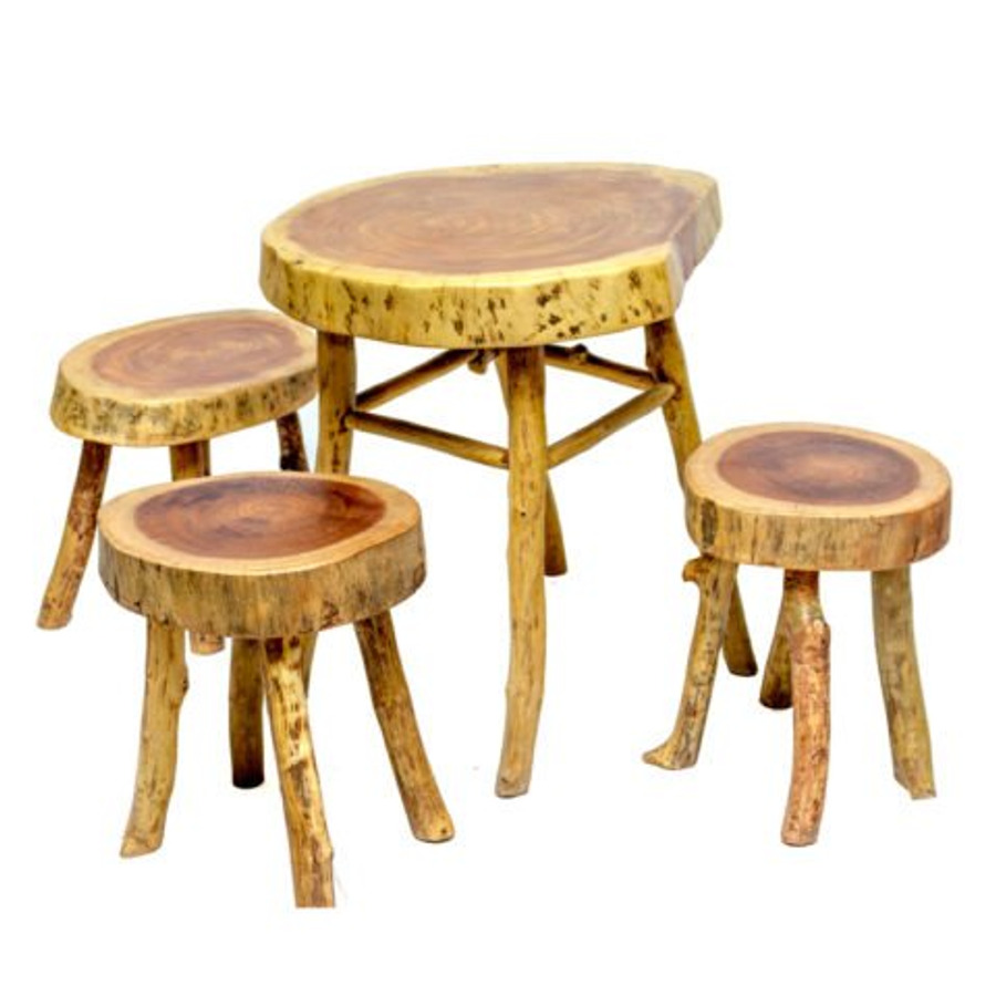 Rustic Table and Stools Setah1