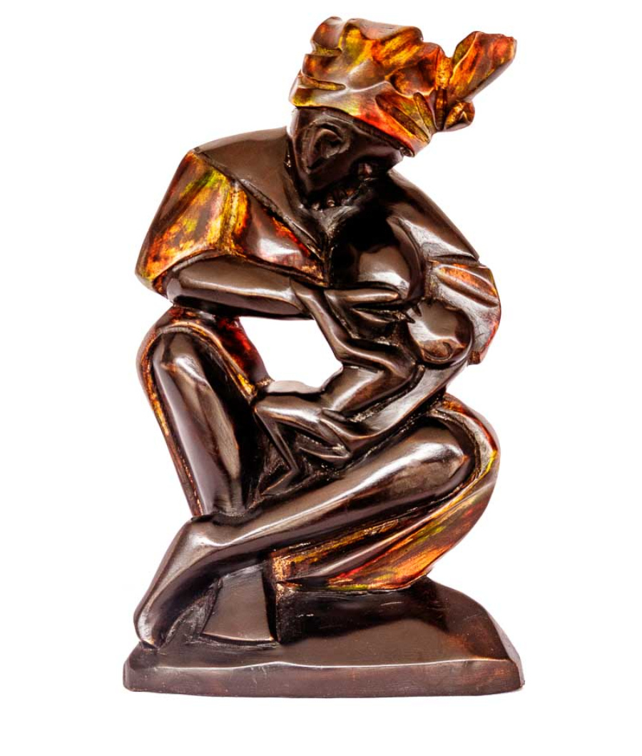 Mother Breastfeeding her child Wooden Craving African Art1