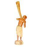 African Horn Blower Sculpture Hand Carved Wood Art2