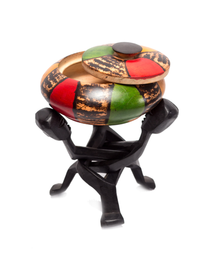 African Heritage Collection Three-Head Unity Carving (Black) – Made in Ghana1