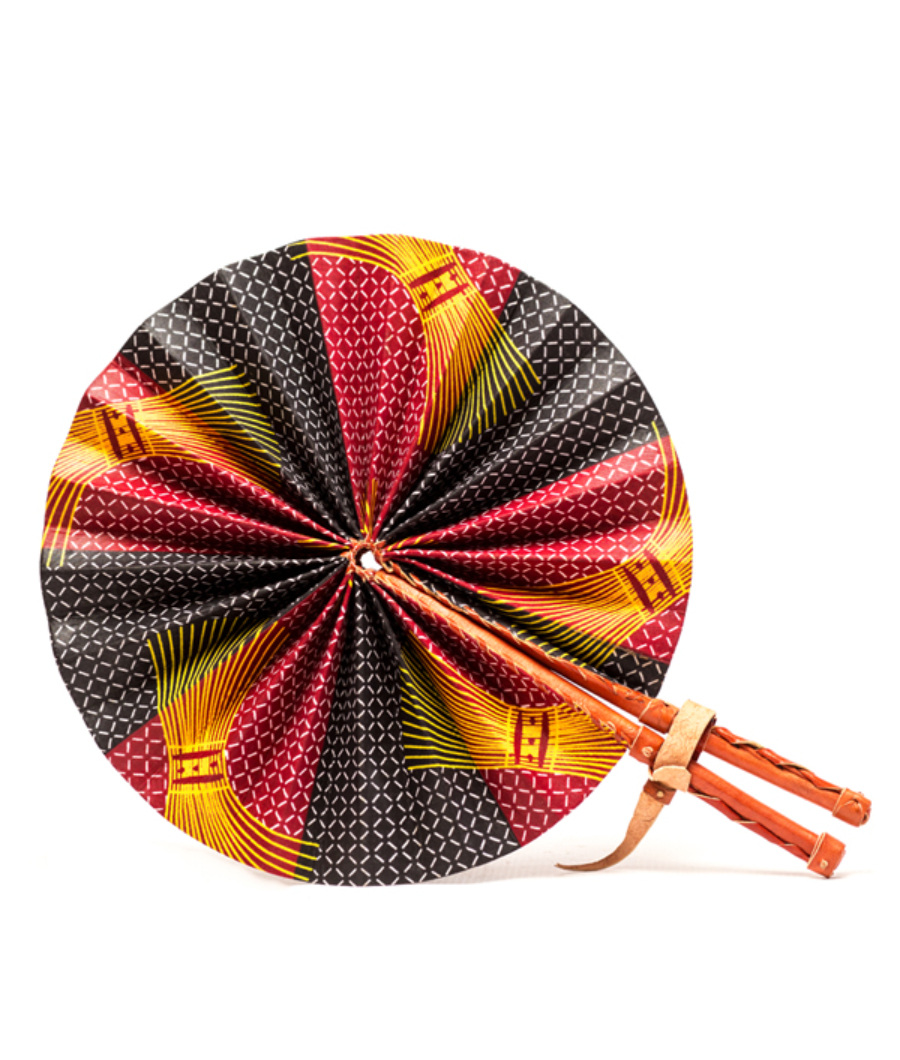 Ankara Cloth and Leather Fan1