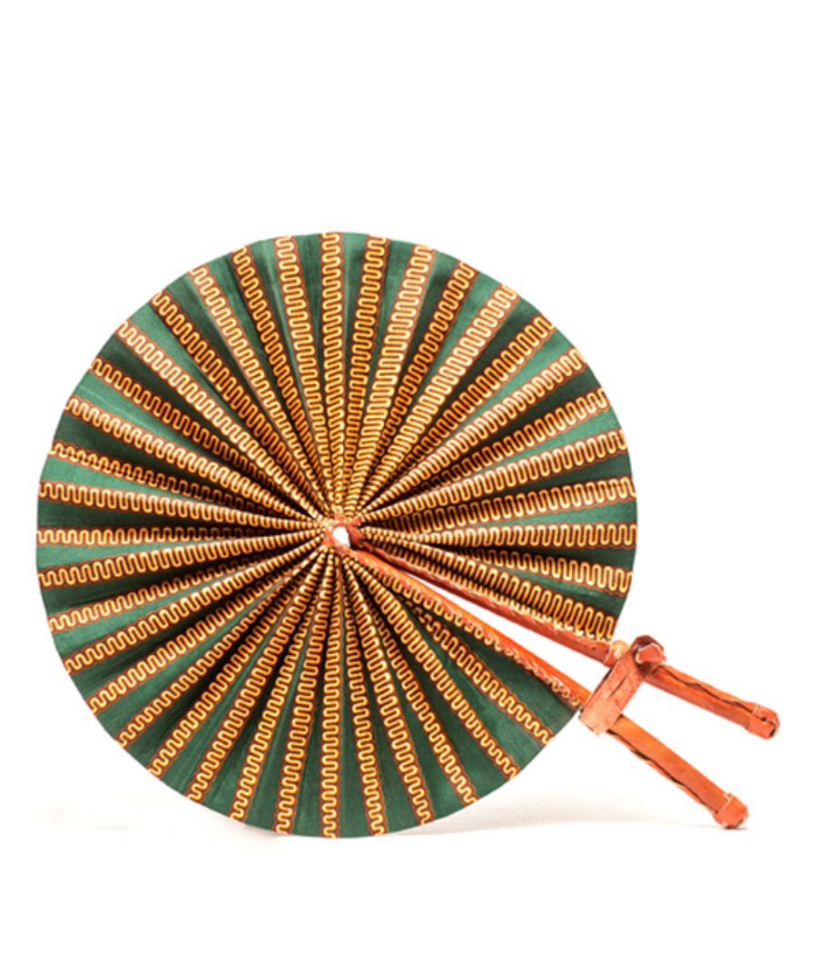 Ankara Cloth and Leather Fan1
