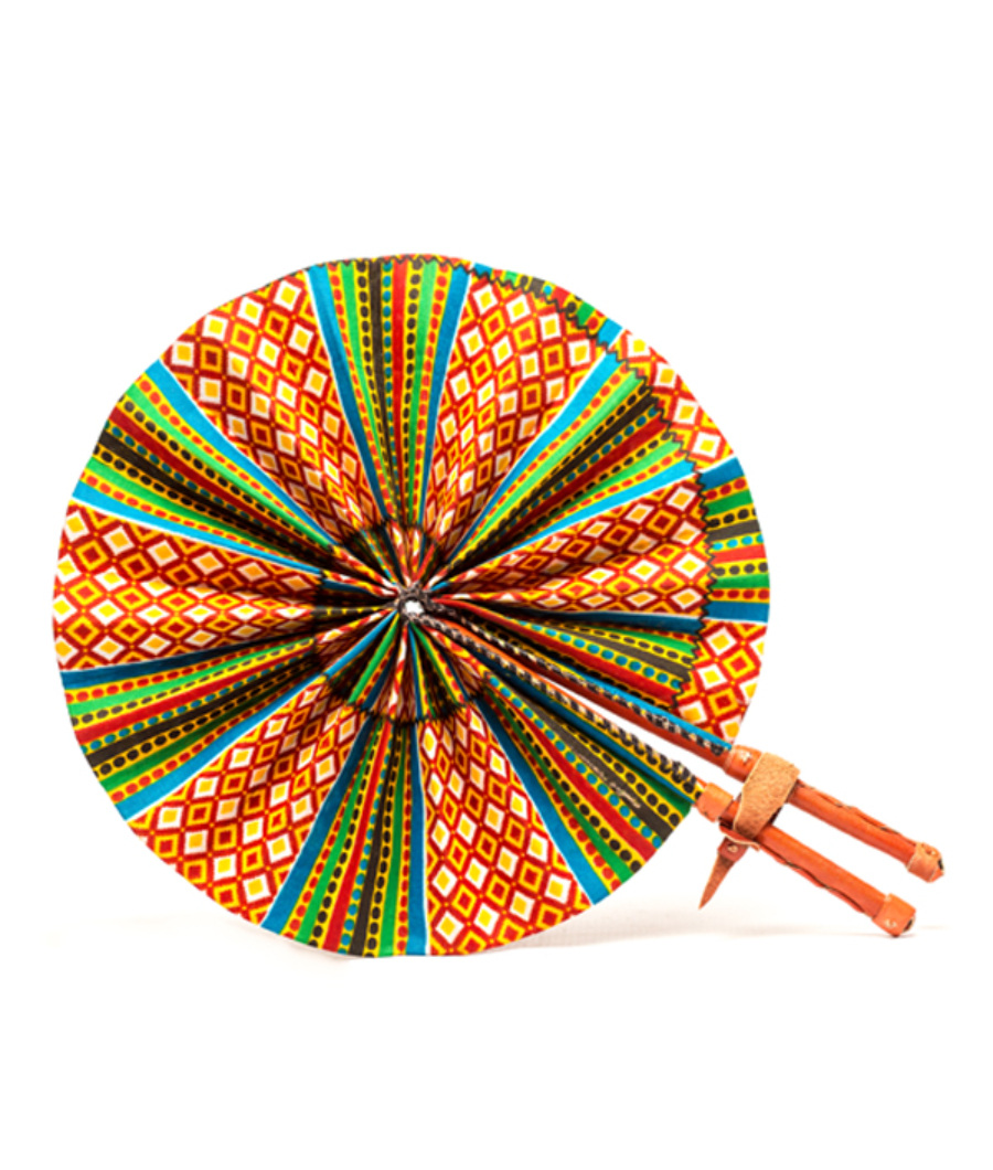 Ankara Cloth and Leather Fan1