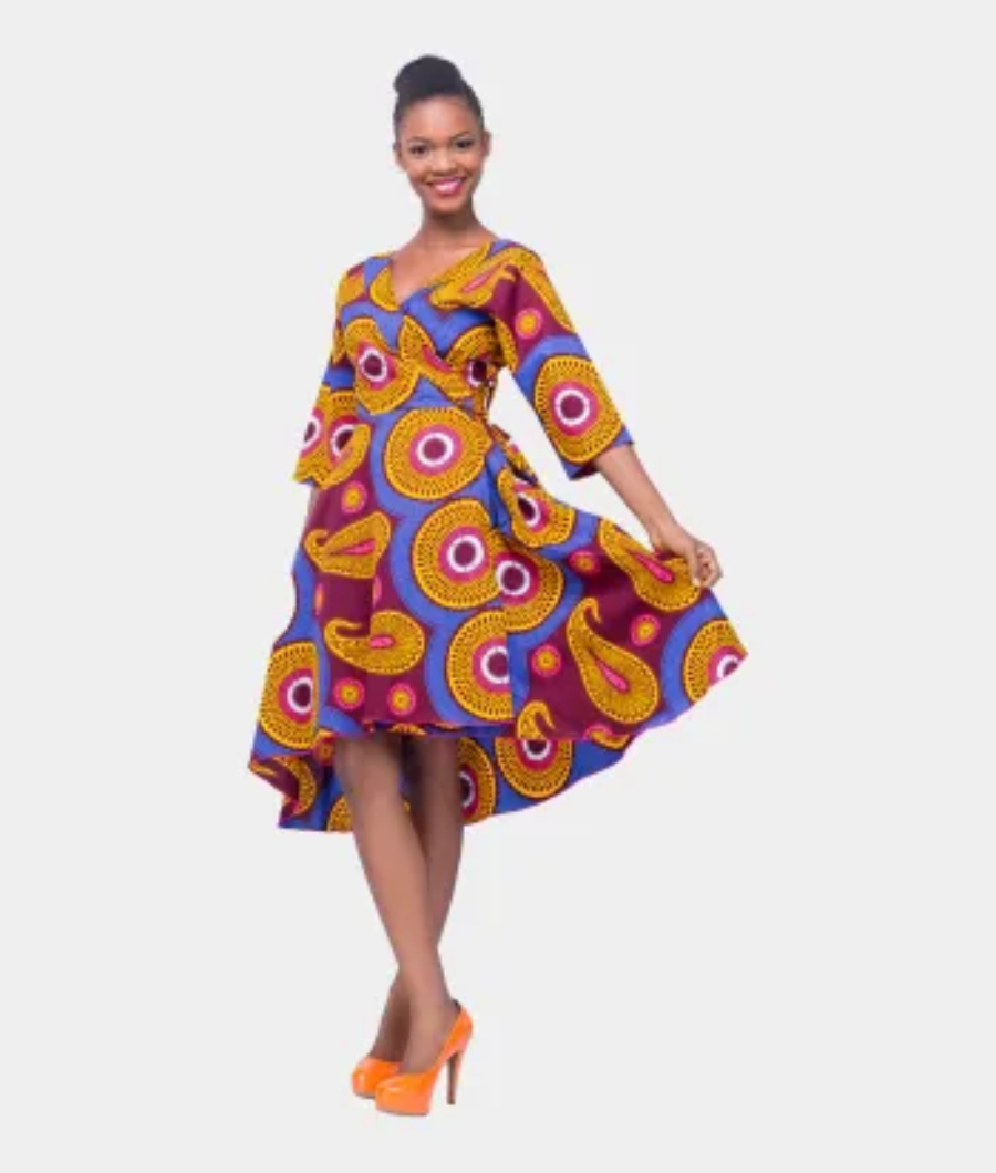 Knee-Length Wrap Dress1