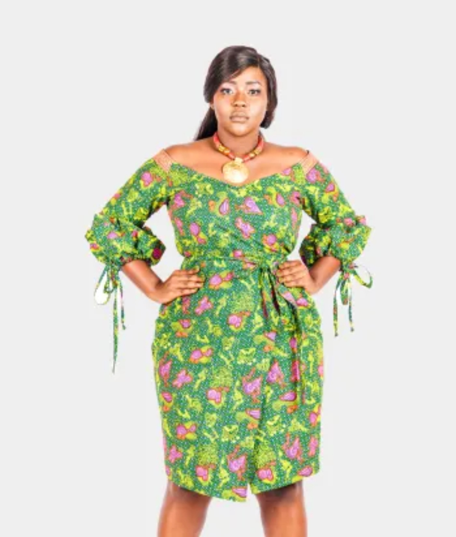 Three-Quarter Sleeve Knee-Length Dress1
