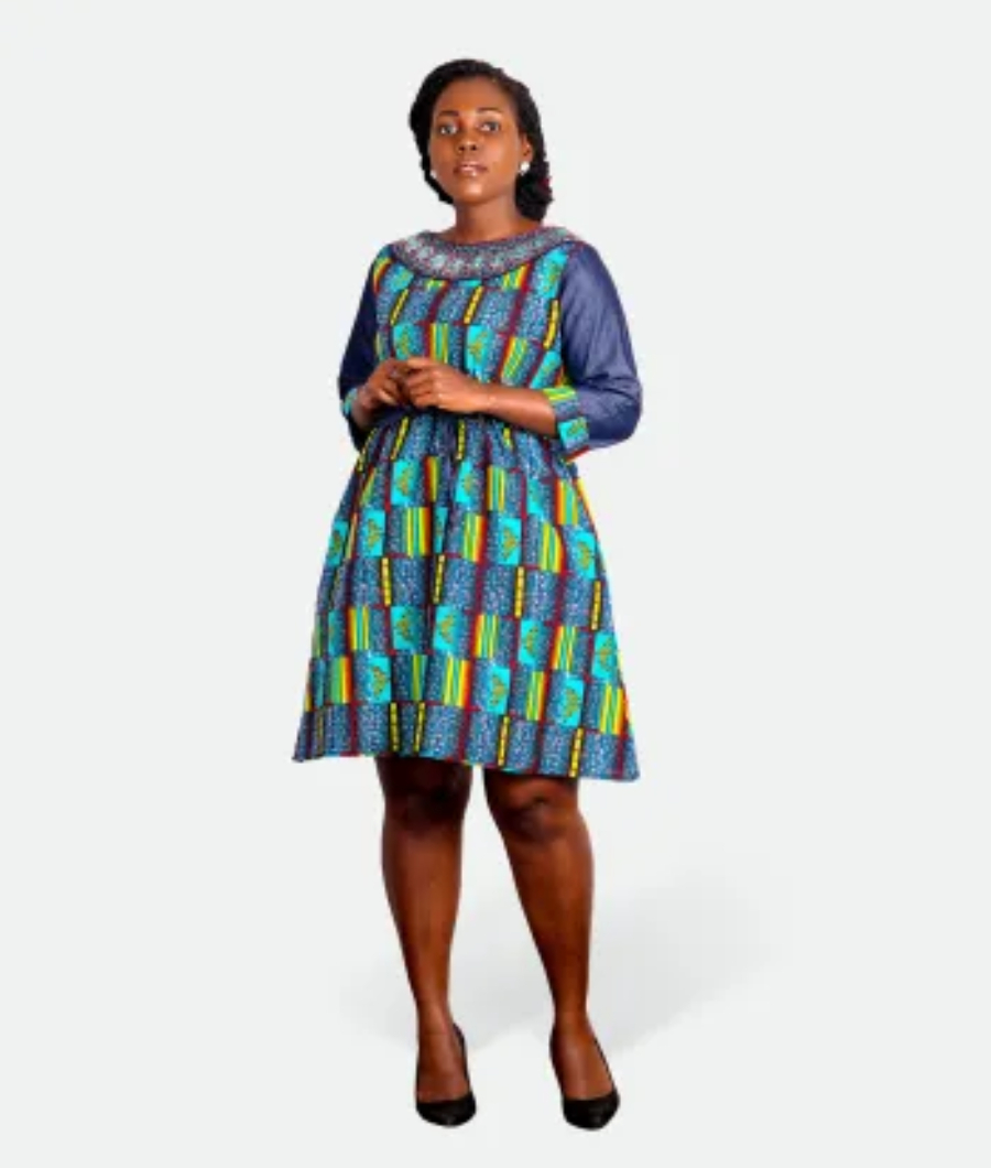 Three-Quarter Sleeve Knee-Length Dress1