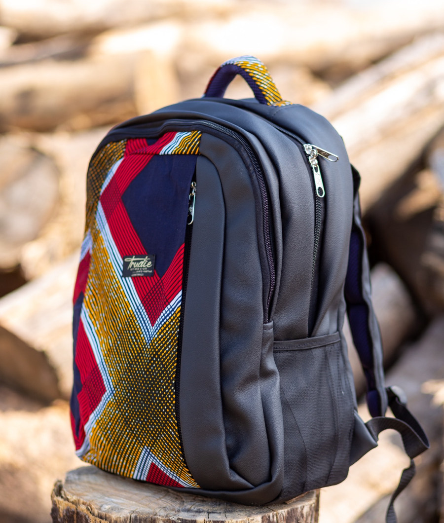 Obolo Laptop Bagpacks - Leather & Ankara1