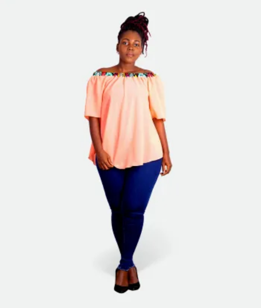 Raglan Sleeve Elastic Neckline Blouse1