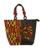 Kente And Black Leather Bag1