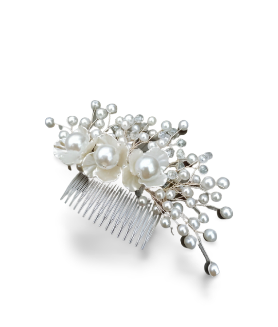 Pearl and crystal hair vine comb1