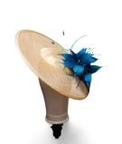 Wide brim sinamey fascinator with feather and quil trim1