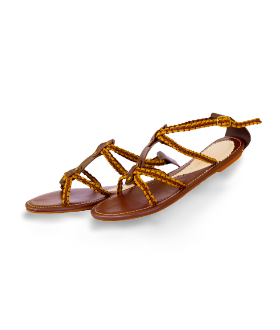 Ladies Sandals – Brown & Cream1