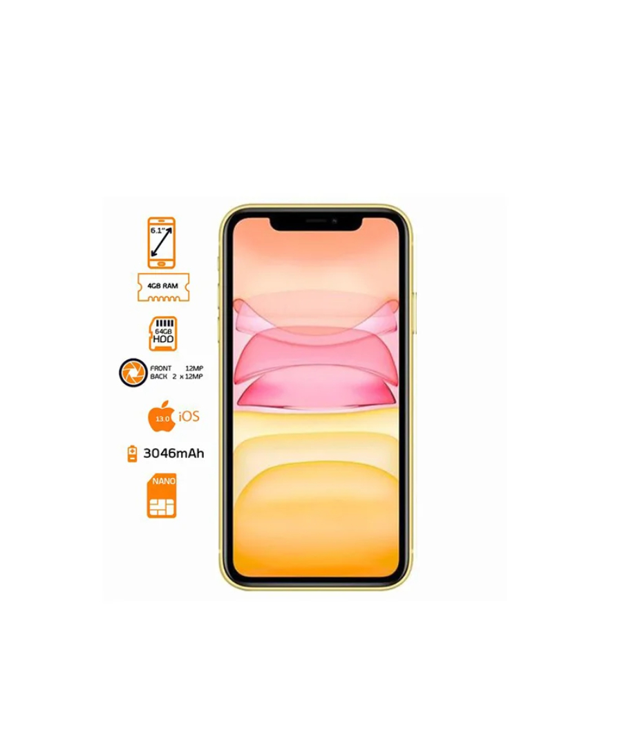 Apple iPhone 11 – 64GB HDD – 4GB RAM – Yellow1