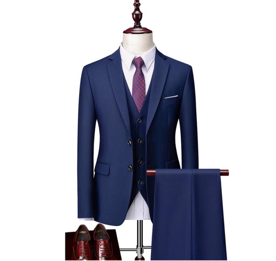 CLASSY 3 PIECE SUIT - BLUE BLACK1
