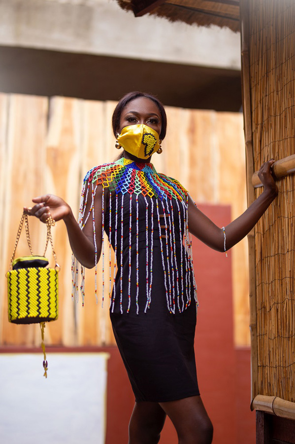 Yanmini Multi Beaded Cape & Bag Set1