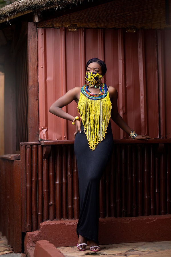 Zimba Yellow Ankara Necklace2