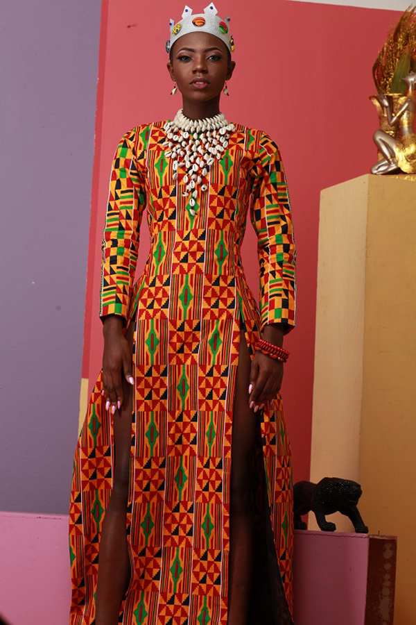 Obaa Royal African Print Kente Dress2