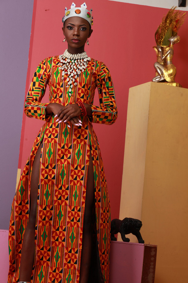 Obaa Royal African Print Kente Dress1