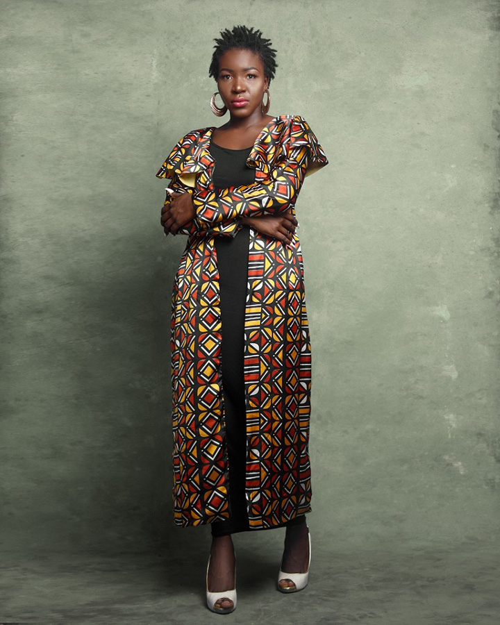 Kamini Africanprint Bogolan Long Coat1