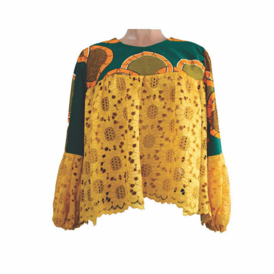 Kapax African Lace Top - Yellow Lace1