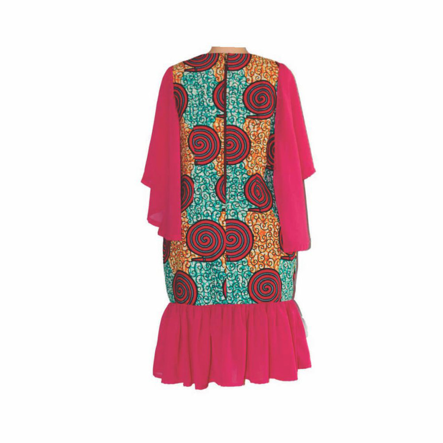 Kapax Africa Print Classic Dress - Multicolor &Amp; Pink3