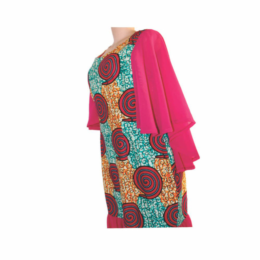 Kapax Africa Print Classic Dress - Multicolor &Amp; Pink2