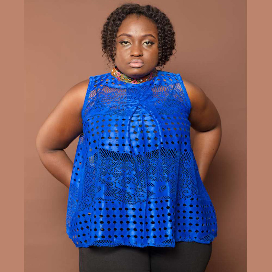 Sleeveless Lace Blouse - Blue1