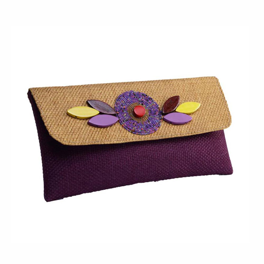 Zyp Jute Maasai Beaded Clutch Bag - Byzantine/Royal1