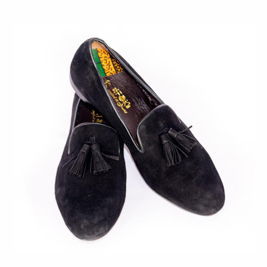 Black Suede Tassel Men Shoes - Size 39-472