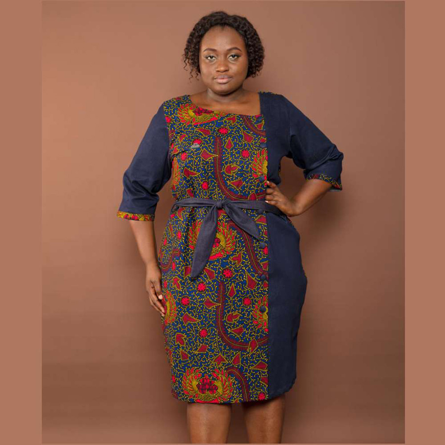 Denim And Wax Print Dress1