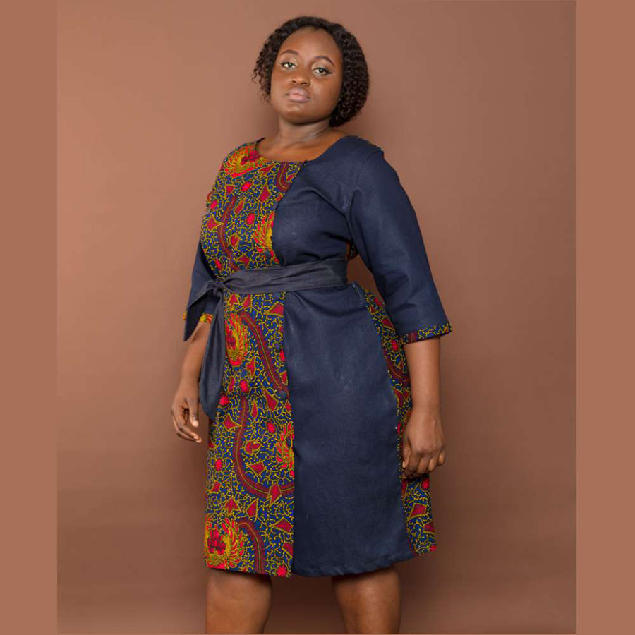 Denim And Wax Print Dress2