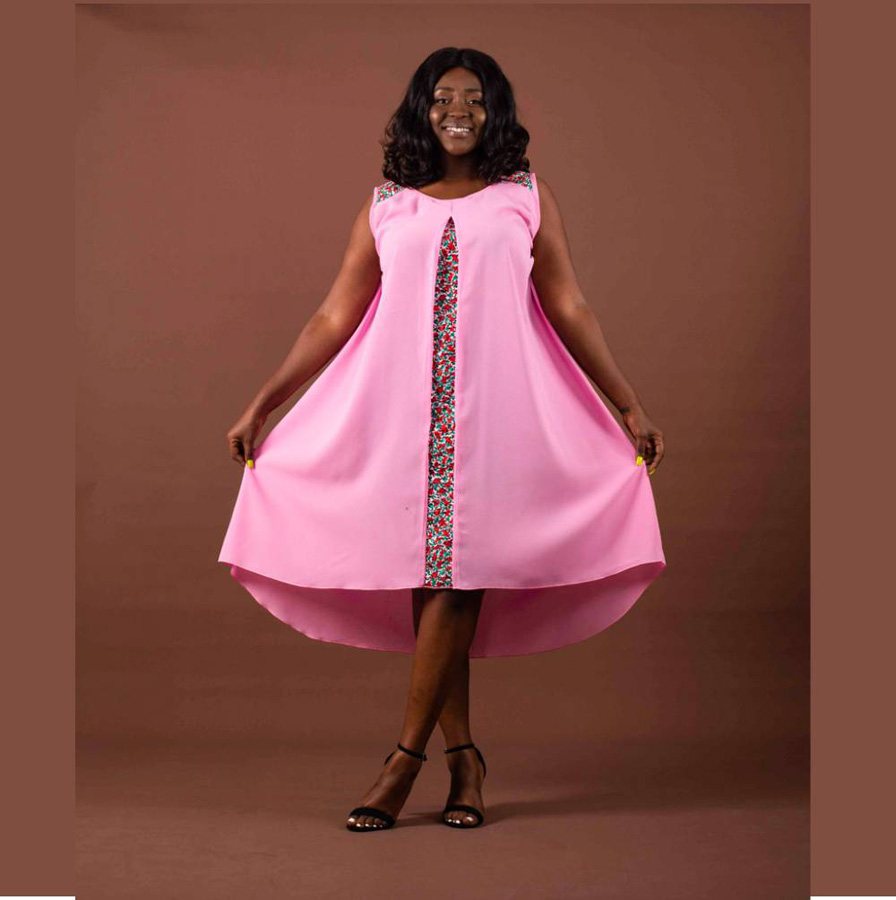 Knee-Length Dress-Pink1