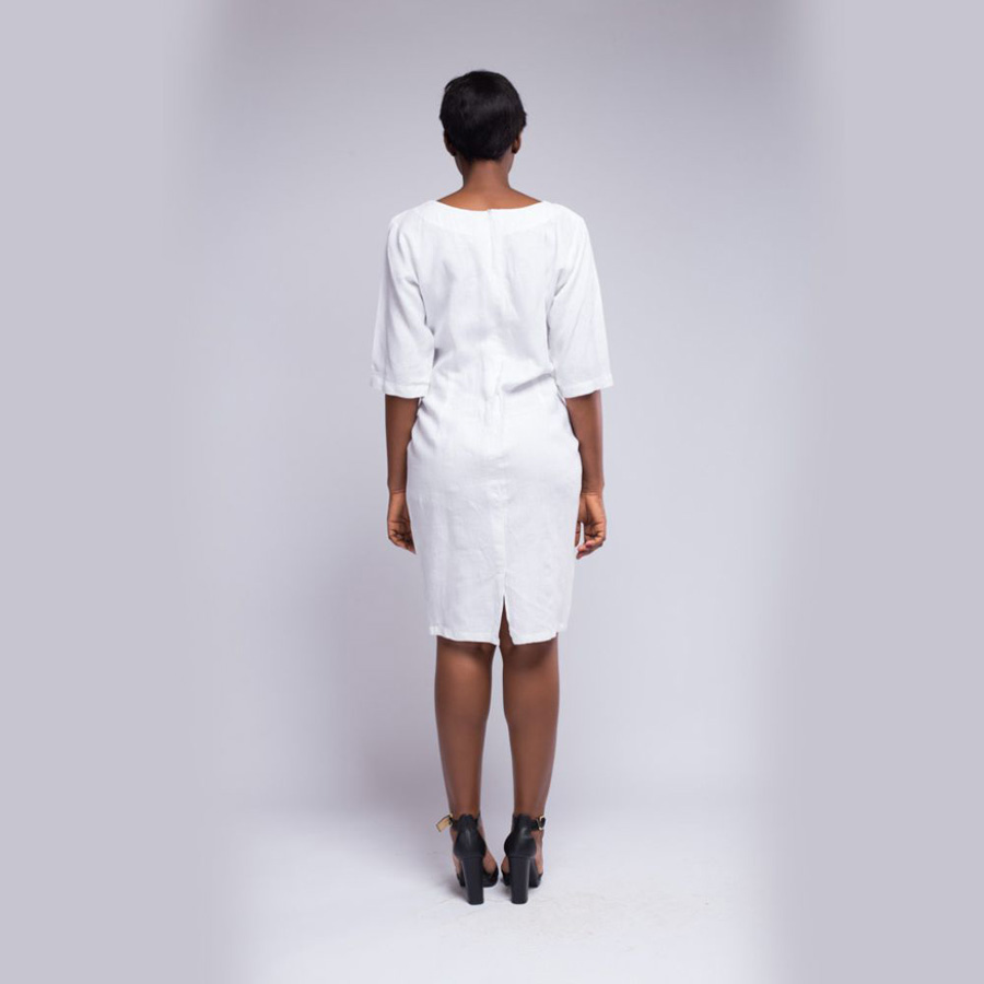 Knee-Length Dress-White2