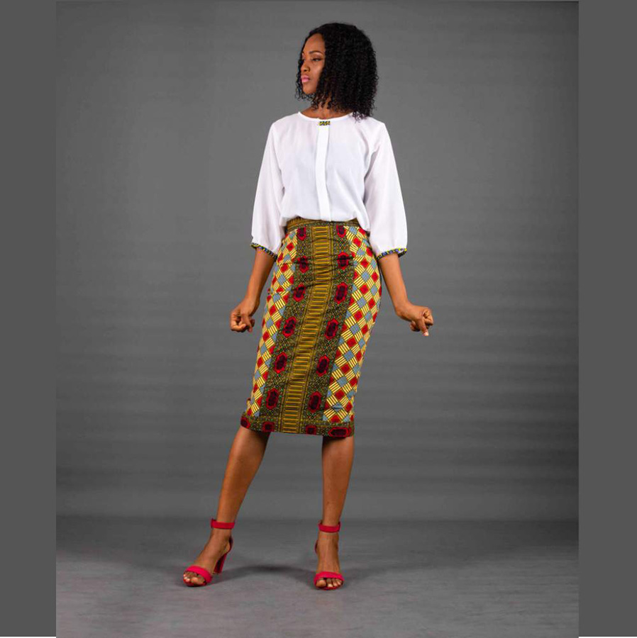 Chiffon Blouse &Amp; Wax Print Skirt1