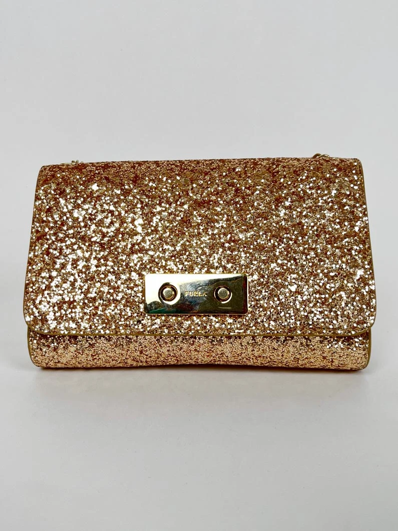 La Regale | Bags | La Regale Vintage Hard Shell Purse Chain Strap Gold  Glitter | Poshmark
