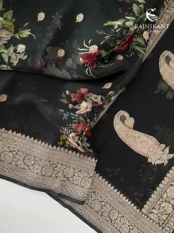 black-floral-banarasi-chiffon-saree-rka9523-c