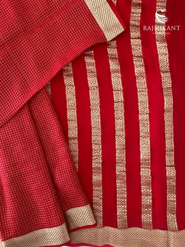 checkered-red-crepe-silk-saree-rka9631-b