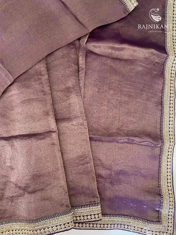 Purple hued Organza Tissue Silk Saree2