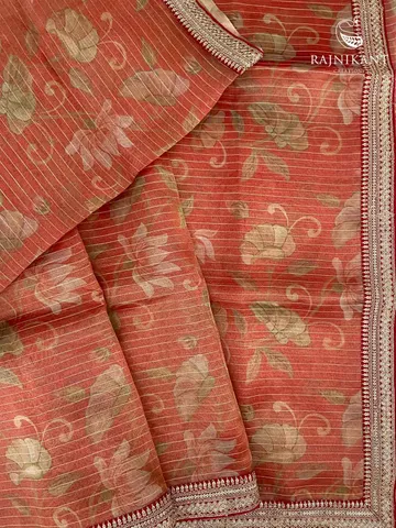 Printed Red Tissue Organza Silk Saree2