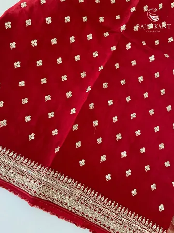 Printed Red Tissue Organza Silk Saree5