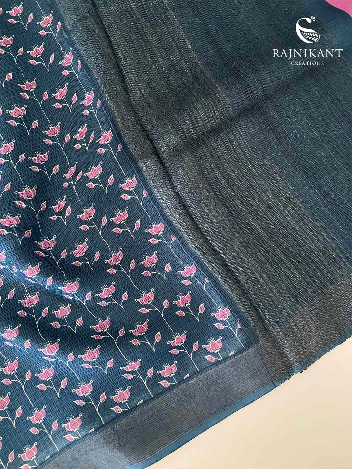 sacred-lotus-lotuses-printed-on-an-indigo-modal-kota-silk-saree-rka7774-1-a