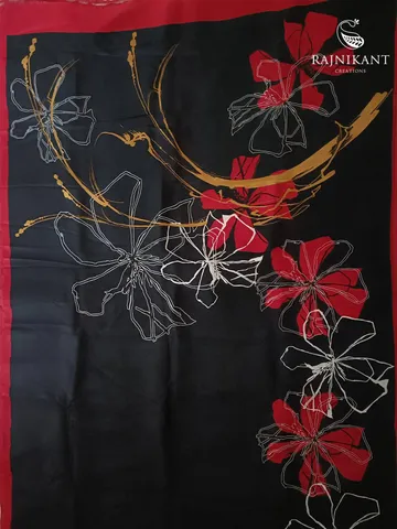 Florals in Red Printed Murshidabad Silk Saree3
