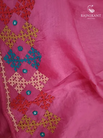 Colourful Kutchwork Tussar Silk Saree5