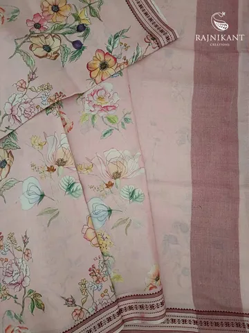 Pretty In Pink Printed Tussar Silk Saree2