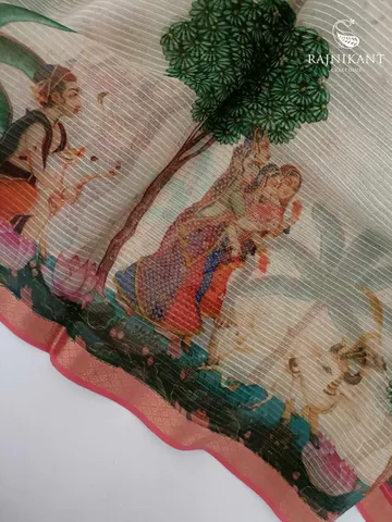 Kalamkari Printed Organza Silk Saree3
