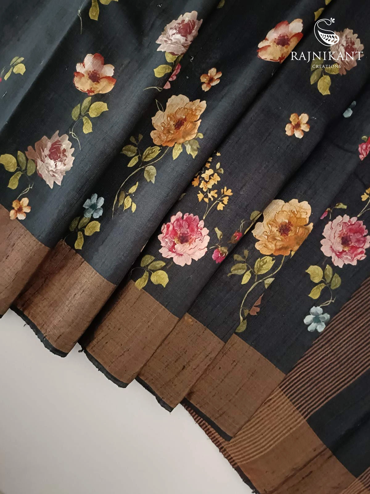 black-floral-printed-tussar-silk-saree-rka6133-a