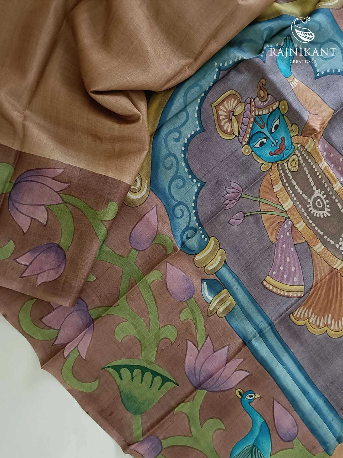 krishna-x-brown-handpainted-tussar-silk-saree-rka6401-1-a